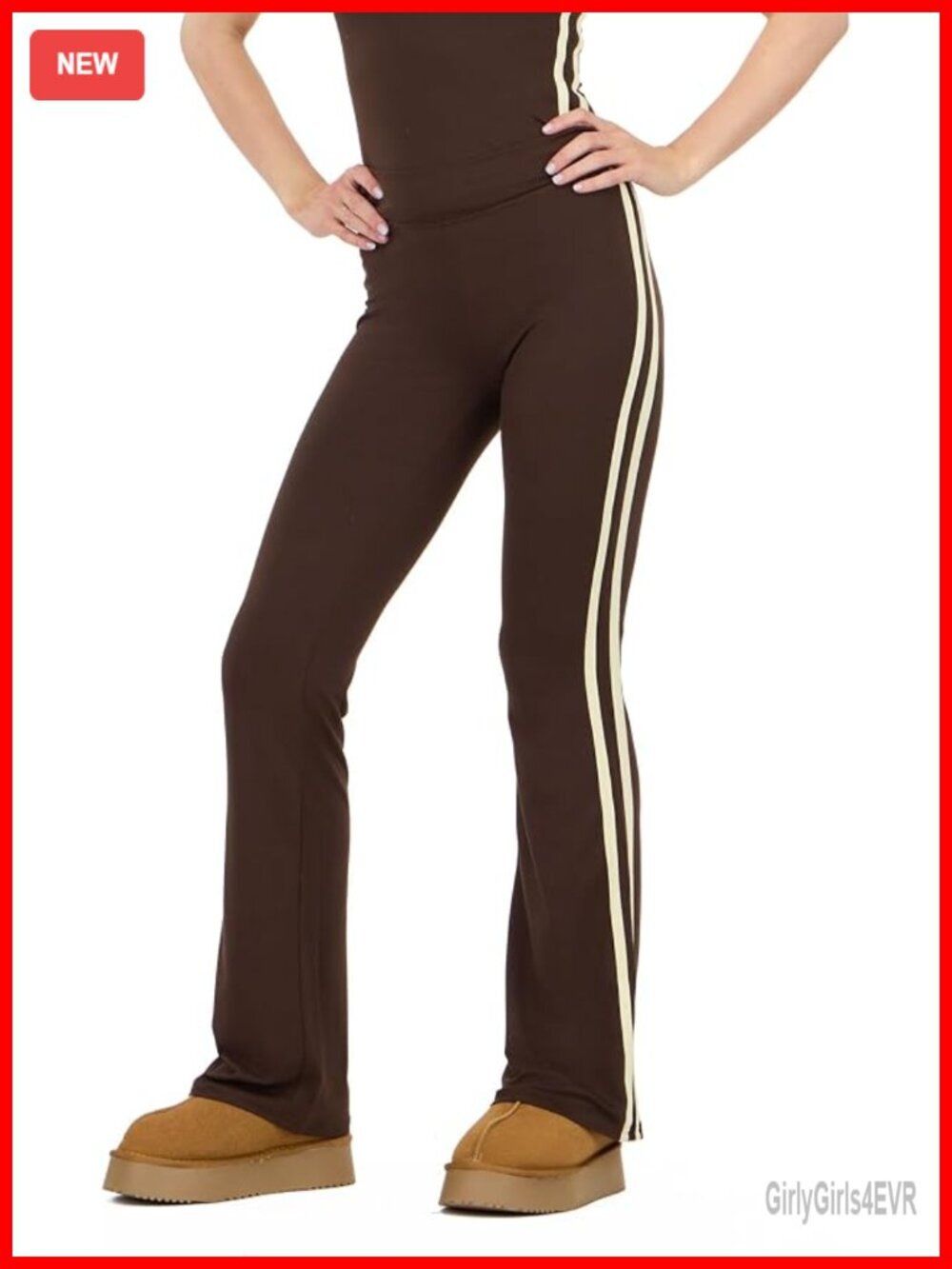 Women's Flare Leggings with Side Stripes
